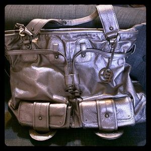 Leather silver big puse